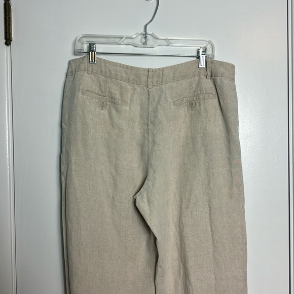 Talbots 100% Linen Tan Straight Leg Pants Trousers Size 12 - Picture 4 of 11